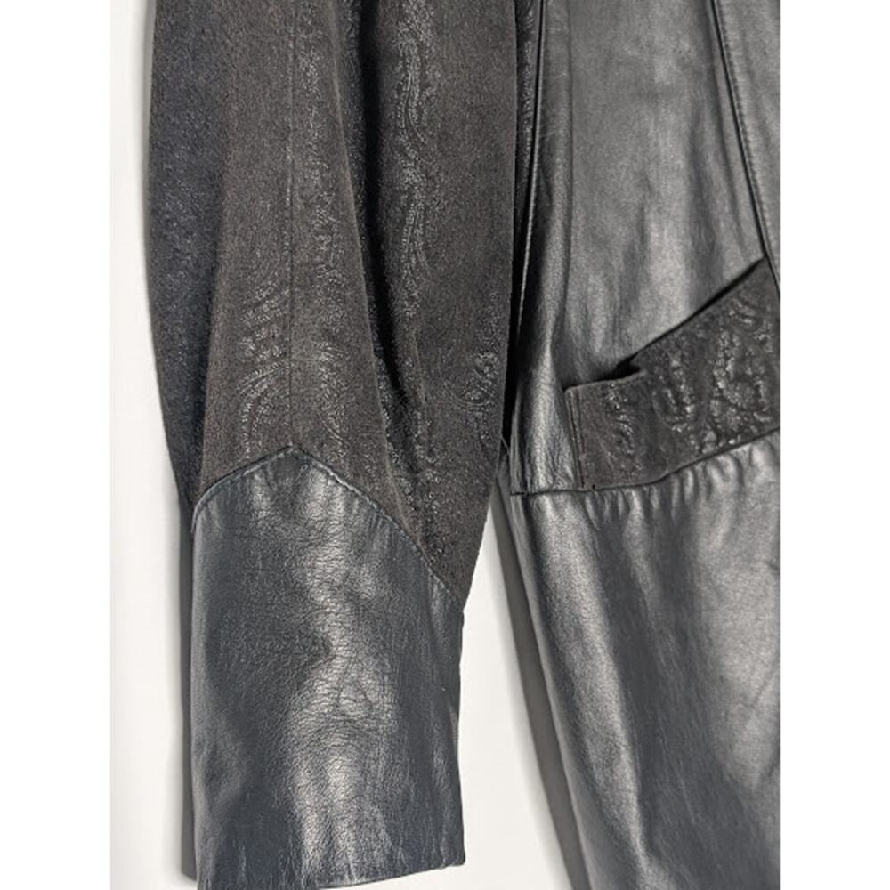 80's Vintage Leather Paisley Jacket G III-GLOBAL IDENTITY Medium Retro Goth - Picture 6 of 14